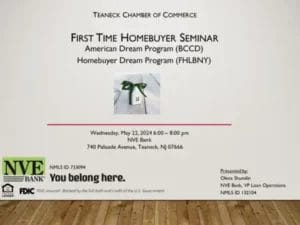 NVE Bank - First Time Homebuyer Seminar flyer - May 22 2024